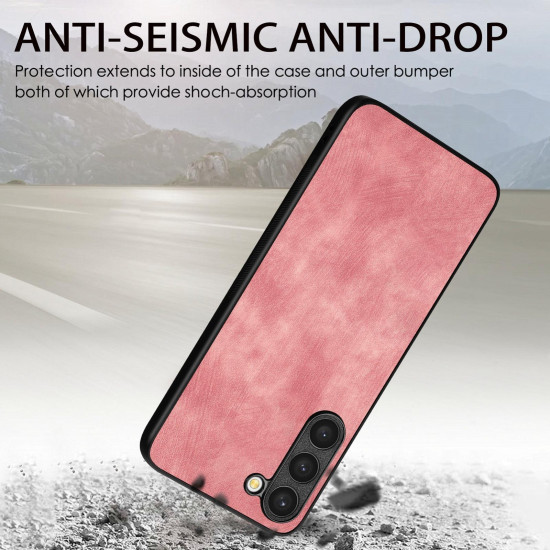 For Samsung Galaxy S23+ 5G Vintage Leather PC Back Cover Phone Case(Pink)
