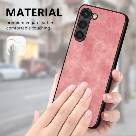 For Samsung Galaxy S23+ 5G Vintage Leather PC Back Cover Phone Case(Pink)