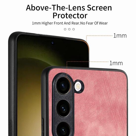 For Samsung Galaxy S23+ 5G Vintage Leather PC Back Cover Phone Case(Pink)