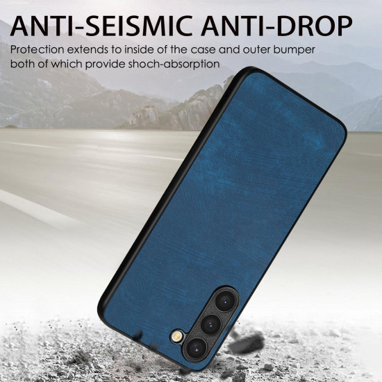 For Samsung Galaxy S23+ 5G Vintage Leather PC Back Cover Phone Case(Blue)