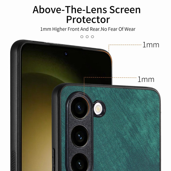 For Samsung Galaxy S23+ 5G Vintage Leather PC Back Cover Phone Case(Green)