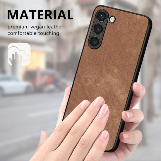 For Samsung Galaxy S23+ 5G Vintage Leather PC Back Cover Phone Case(Brown)
