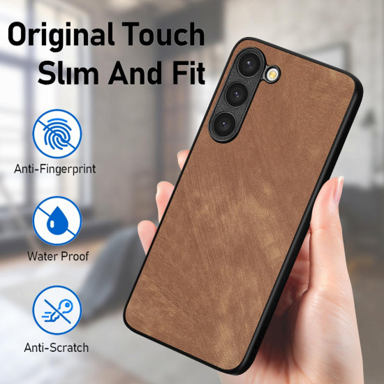 For Samsung Galaxy S23+ 5G Vintage Leather PC Back Cover Phone Case(Brown)