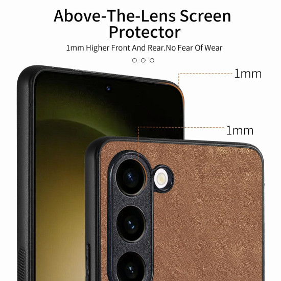 For Samsung Galaxy S23+ 5G Vintage Leather PC Back Cover Phone Case(Brown)
