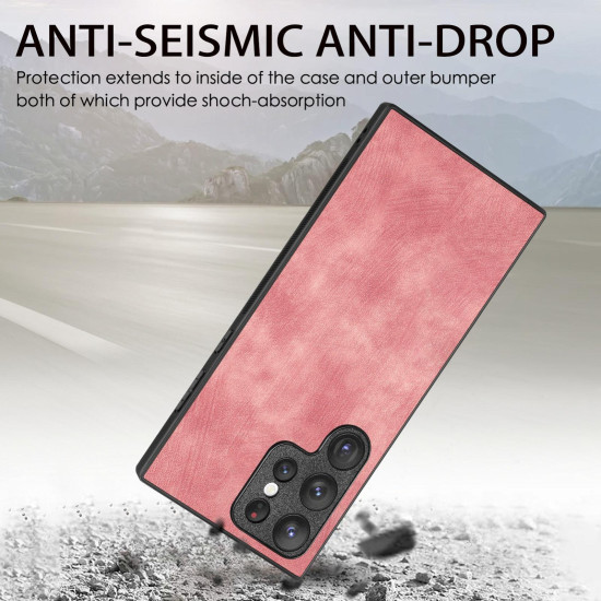 For Samsung Galaxy S24+ 5G Vintage Leather PC Back Cover Phone Case(Pink)