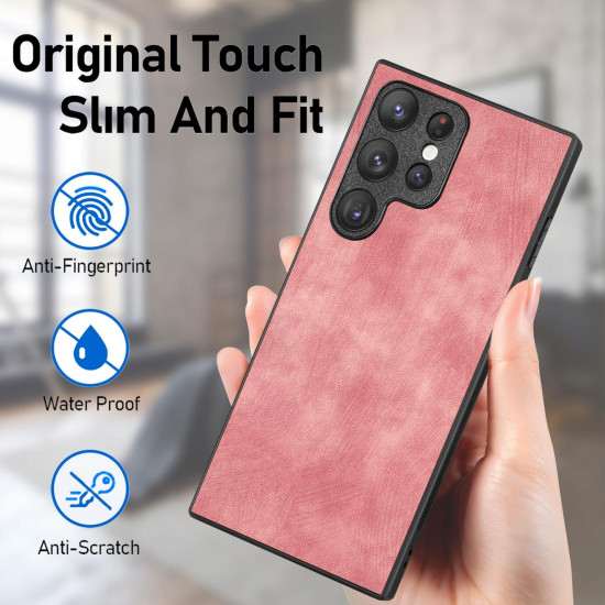 For Samsung Galaxy S24+ 5G Vintage Leather PC Back Cover Phone Case(Pink)