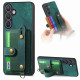 For Samsung Galaxy S24+ 5G Retro Cross Wristband Wallet Leather Back Phone Case(Green)