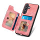 For Samsung Galaxy S24+ 5G Retro Skin-feel Ring Multi-card Wallet Phone Case(Pink)