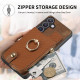 For Samsung Galaxy S24+ 5G Cross Leather Ring Vertical Zipper Wallet Back Phone Case(Brown)