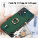 For Samsung Galaxy S24+ 5G Cross Leather Ring Vertical Zipper Wallet Back Phone Case(Green)