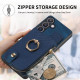 For Samsung Galaxy S24+ 5G Cross Leather Ring Vertical Zipper Wallet Back Phone Case(Blue)