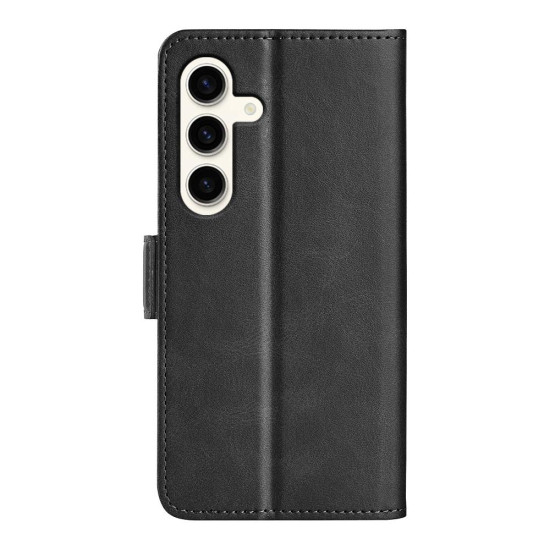 For Samsung Galaxy S24+ 5G Dual-side Magnetic Buckle Horizontal Flip Leather Phone Case(Black)