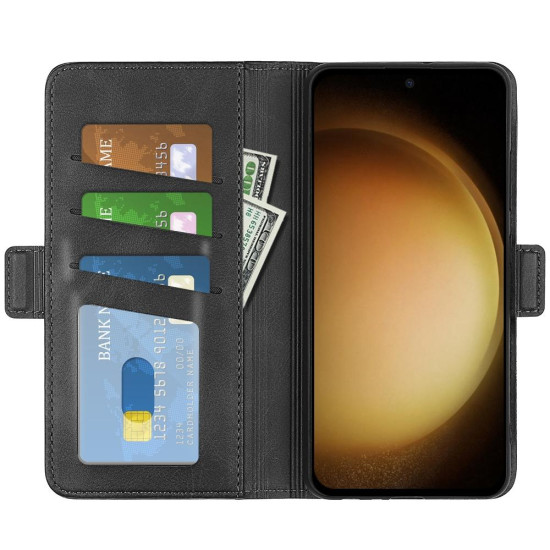 For Samsung Galaxy S24+ 5G Dual-side Magnetic Buckle Horizontal Flip Leather Phone Case(Black)