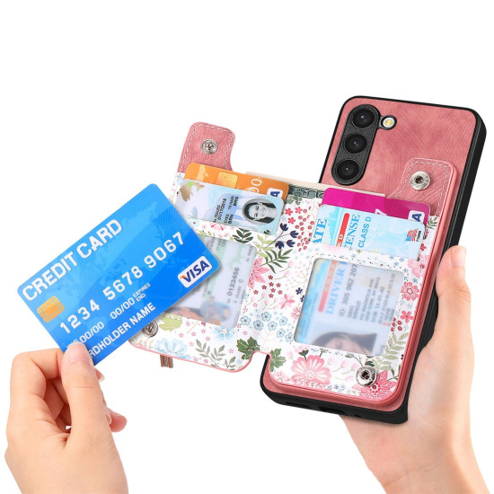 For Samsung Galaxy S24+ 5G Retro Painted Zipper Wallet Back Phone Case(Pink)