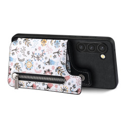 For Samsung Galaxy S24+ 5G Retro Painted Zipper Wallet Back Phone Case(Black)