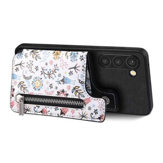 For Samsung Galaxy S24+ 5G Retro Painted Zipper Wallet Back Phone Case(Black)