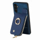 For Samsung Galaxy S24+ 5G Cross Leather Ring Vertical Zipper Wallet Back Phone Case(Blue)