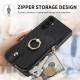 For Samsung Galaxy S24+ 5G Cross Leather Ring Vertical Zipper Wallet Back Phone Case(Black)
