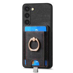 For Samsung Galaxy S24+ 5G Retro Splitable Magnetic Card Bag Leather Phone Case(Black)
