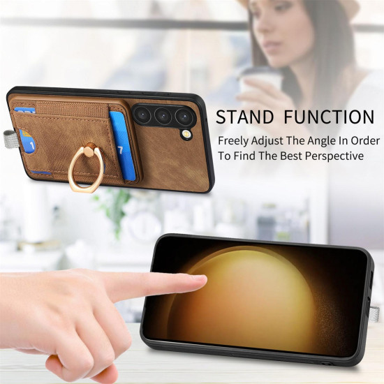 For Samsung Galaxy S24+ 5G Retro Splitable Magnetic Card Bag Leather Phone Case(Brown)