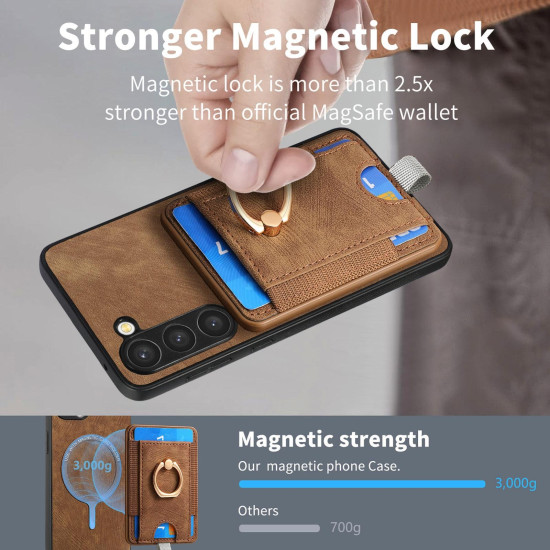 For Samsung Galaxy S24+ 5G Retro Splitable Magnetic Card Bag Leather Phone Case(Brown)