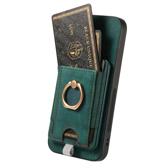 For Samsung Galaxy S24+ 5G Retro Splitable Magnetic Card Bag Leather Phone Case(Green)