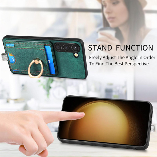 For Samsung Galaxy S24+ 5G Retro Splitable Magnetic Card Bag Leather Phone Case(Green)
