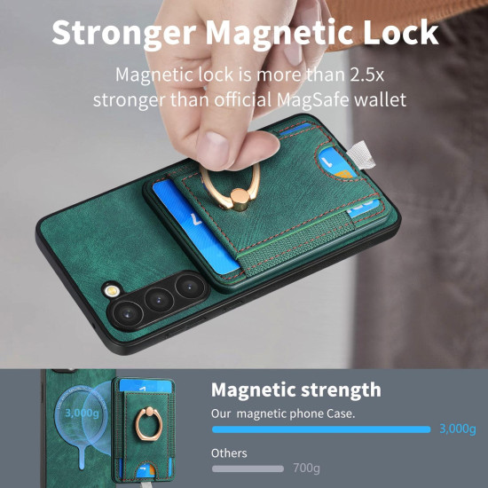 For Samsung Galaxy S24+ 5G Retro Splitable Magnetic Card Bag Leather Phone Case(Green)