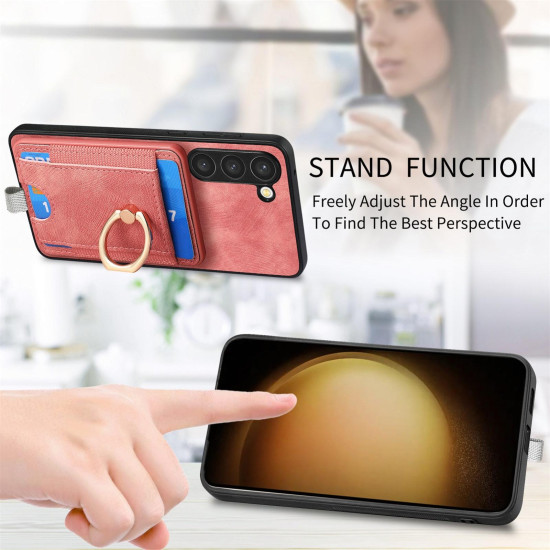 For Samsung Galaxy S24+ 5G Retro Splitable Magnetic Card Bag Leather Phone Case(Pink)