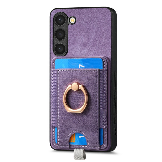 For Samsung Galaxy S24+ 5G Retro Splitable Magnetic Card Bag Leather Phone Case(Purple)