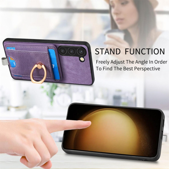 For Samsung Galaxy S24+ 5G Retro Splitable Magnetic Card Bag Leather Phone Case(Purple)