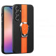 For Samsung Galaxy S24+ 5G Magnetic Litchi Leather Back Phone Case with Holder(Orange)