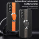 For Samsung Galaxy S24+ 5G Magnetic Litchi Leather Back Phone Case with Holder(Orange)