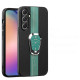 For Samsung Galaxy S24+ 5G Magnetic Litchi Leather Back Phone Case with Holder(Green)