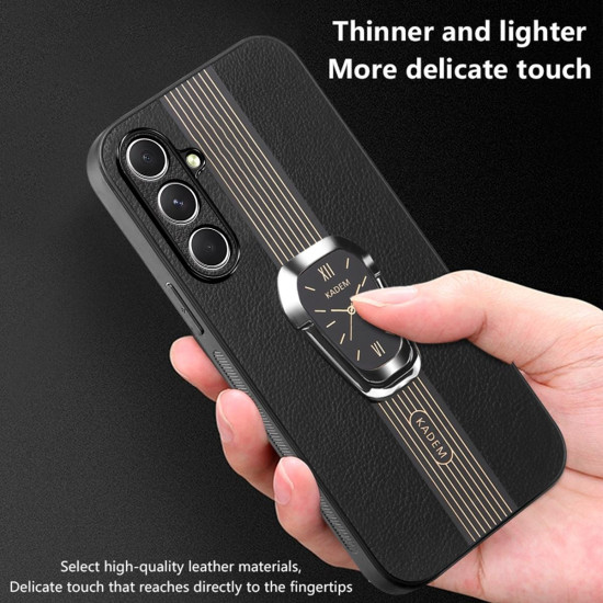 For Samsung Galaxy S24+ 5G Magnetic Litchi Leather Back Phone Case with Holder(Green)