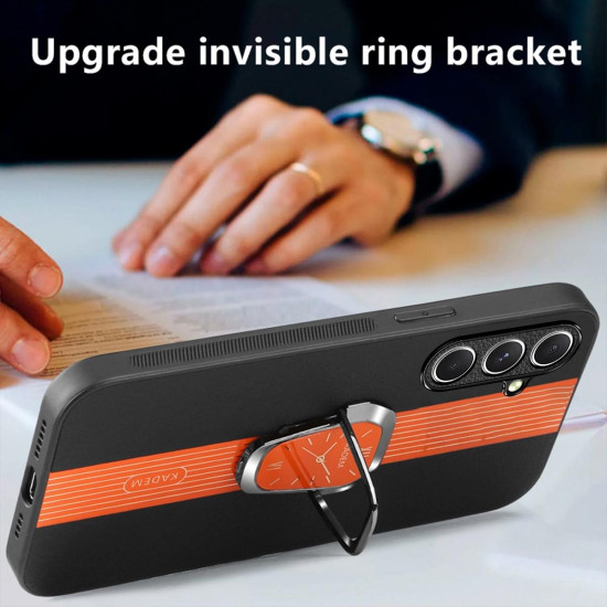For Samsung Galaxy S24+ 5G Magnetic Litchi Leather Back Phone Case with Holder(Black)