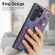 For Samsung Galaxy S24+ 5G Retro Skin-feel Ring Card Bag Phone Case with Hang Loop(Purple)