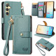 For Samsung Galaxy S24+ 5G Love Zipper Lanyard Leather Phone Case(Green)