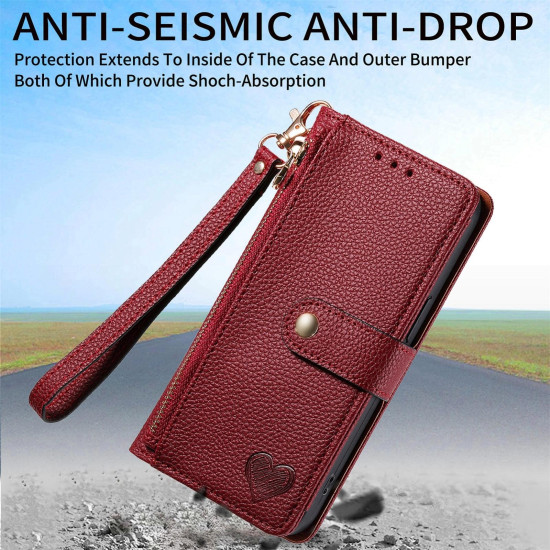 For Samsung Galaxy S24+ 5G Love Zipper Lanyard Leather Phone Case(Green)