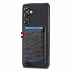 For Samsung Galaxy S24+ 5G Denim Texture Leather Skin Phone Case with Card Slot(Black)