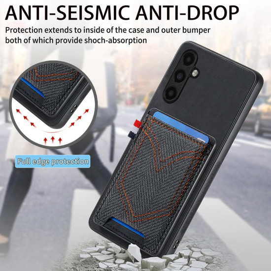 For Samsung Galaxy S24+ 5G Denim Texture Leather Skin Phone Case with Card Slot(Black)