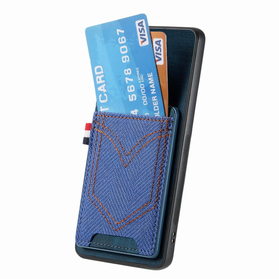 For Samsung Galaxy S24+ 5G Denim Texture Leather Skin Phone Case with Card Slot(Blue)