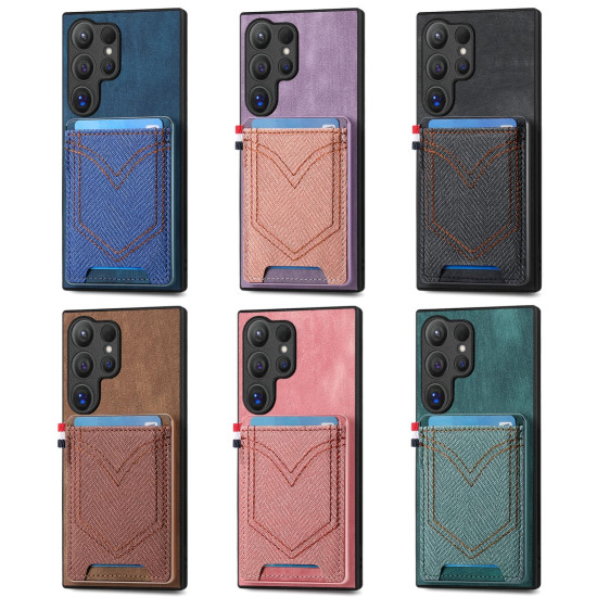 For Samsung Galaxy S24+ 5G Denim Texture Leather Skin Phone Case with Card Slot(Blue)