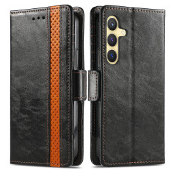 For Samsung Galaxy S24+ 5G CaseNeo Splicing Dual Magnetic Buckle Leather Phone Case(Black)