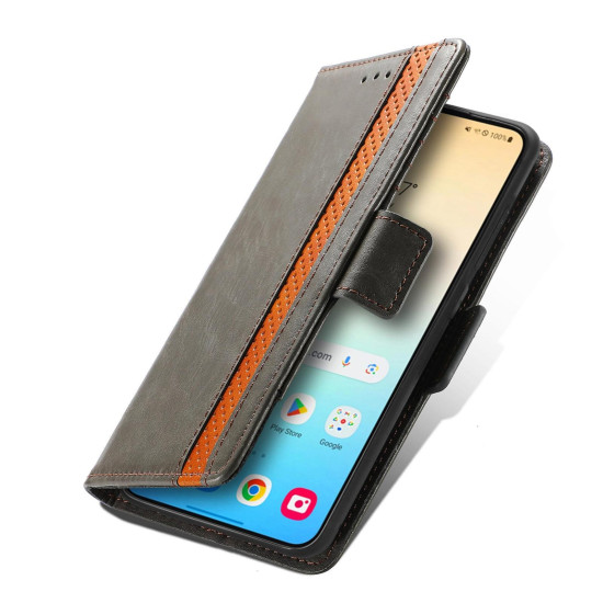 For Samsung Galaxy S24+ 5G CaseNeo Splicing Dual Magnetic Buckle Leather Phone Case(Gray)