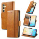 For Samsung Galaxy S24+ 5G CaseNeo Splicing Dual Magnetic Buckle Leather Phone Case(Khaki)