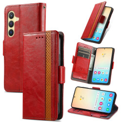 For Samsung Galaxy S24+ 5G CaseNeo Splicing Dual Magnetic Buckle Leather Phone Case(Red)