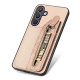 For Samsung Galaxy S24+ 5G Carbon Fiber Horizontal Flip Zipper Wallet Phone Case(Khaki)