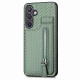 For Samsung Galaxy S24+ 5G Carbon Fiber Vertical Flip Zipper Phone Case(Green)