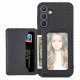 For Samsung Galaxy S24+ 5G Carbon Fiber Magnetic Card Wallet RFID Blocking Phone Case(Black)